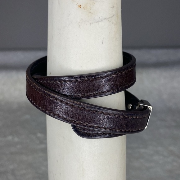 Louis Vuitton Box It Double Wrap Leather Bracelet in Brown and Silvertone (17in) - Picture 4 of 8